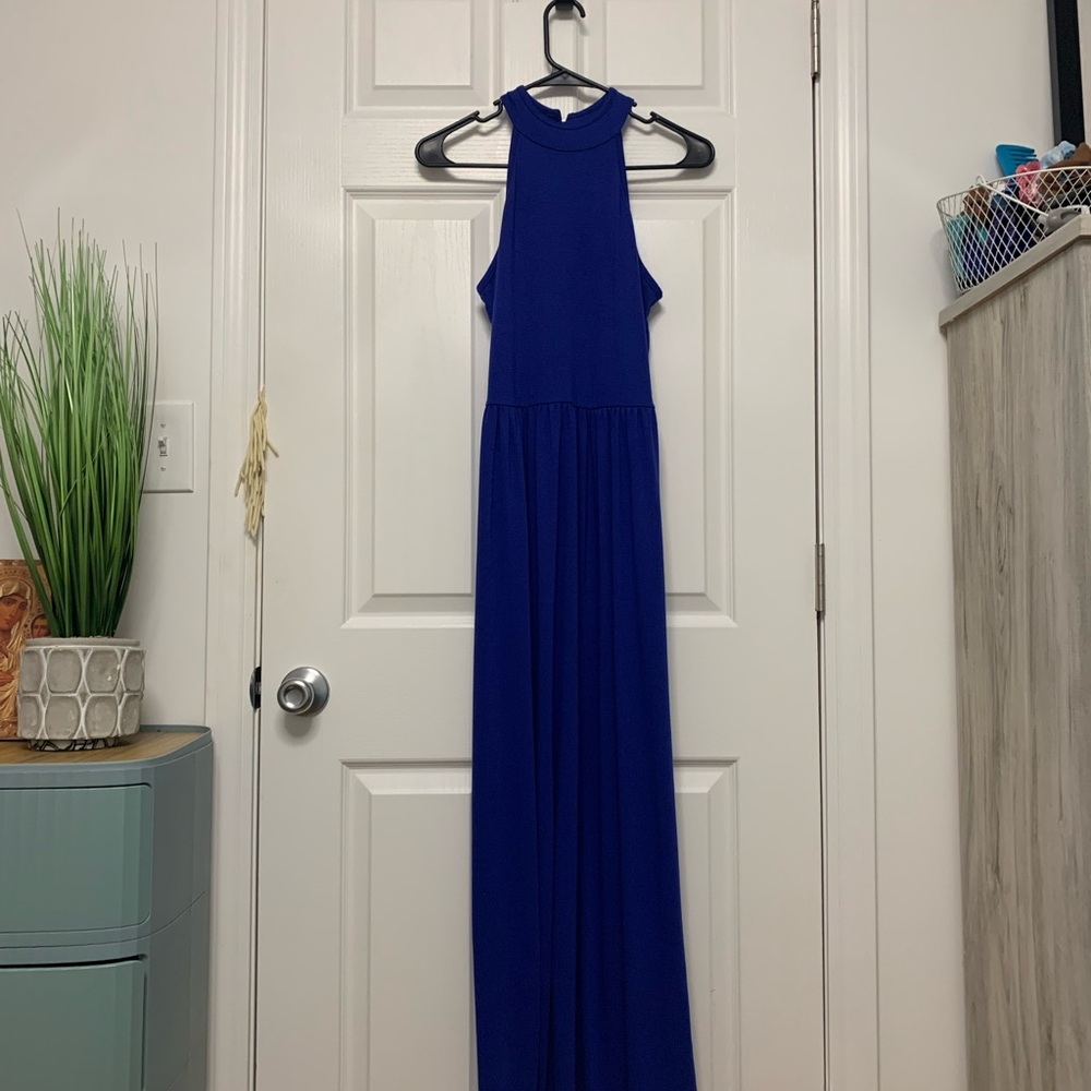 Stylish Royal Blue Halter Maxi Dress. Small